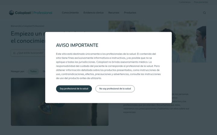 Screenshot of coloplastprofessional.com.ar