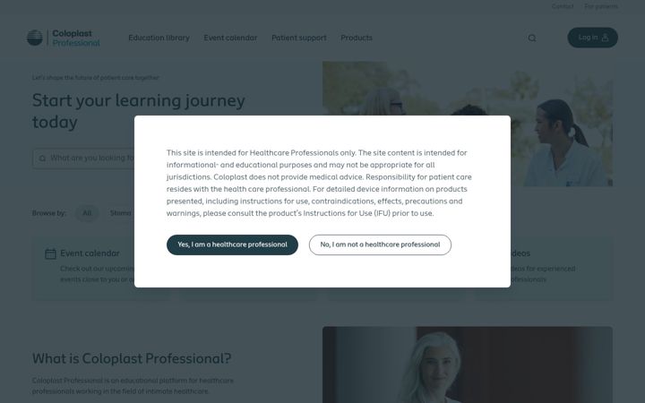 Screenshot of coloplastprofessional.com.au