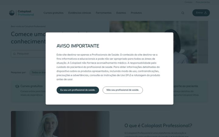 Snímek obrazovky coloplastprofessional.com.br