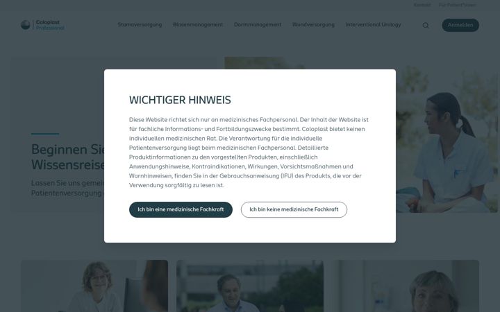 Screenshot of coloplastprofessional.de