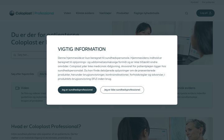 Screenshot of coloplastprofessional.dk