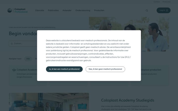 Screenshot of coloplastprofessional.nl