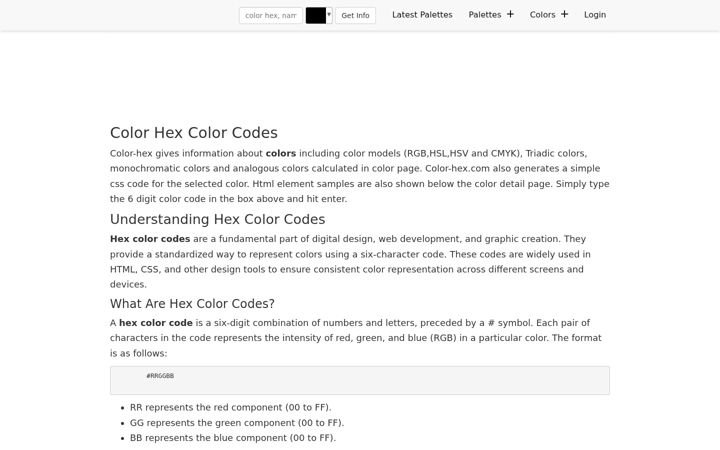 Screenshot stránky color-hex.com