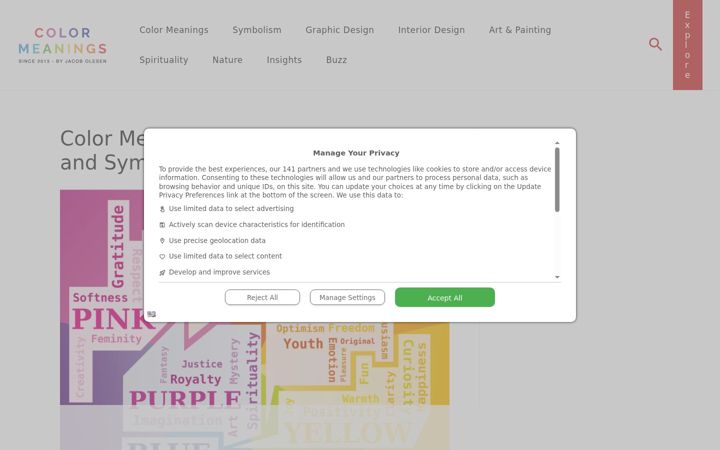 Screenshot of color-meanings.com