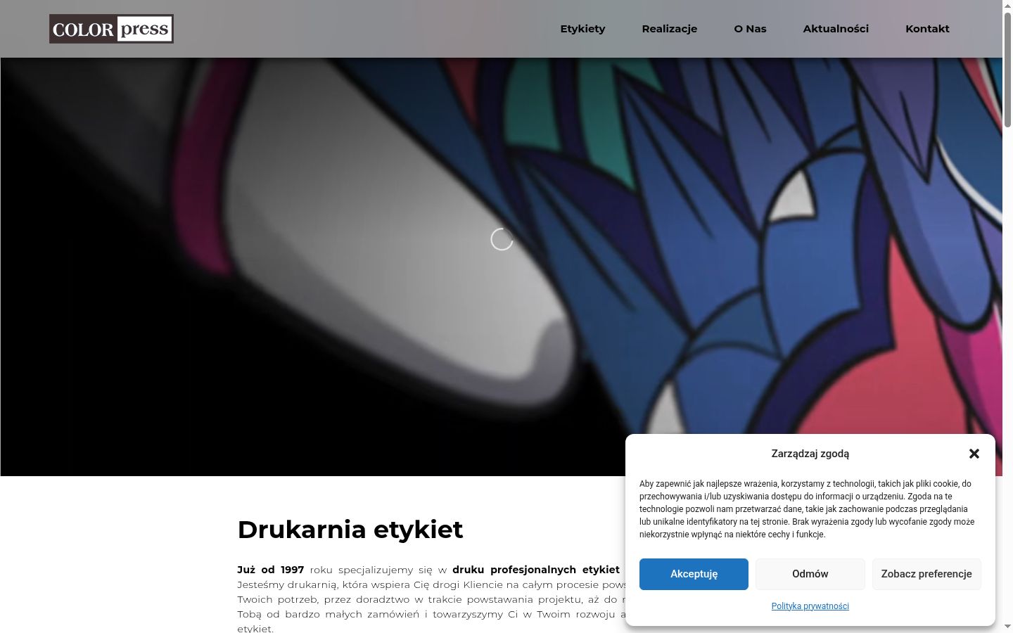 Screenshot del banner di consenso mostrato prima di qualsiasi interazione