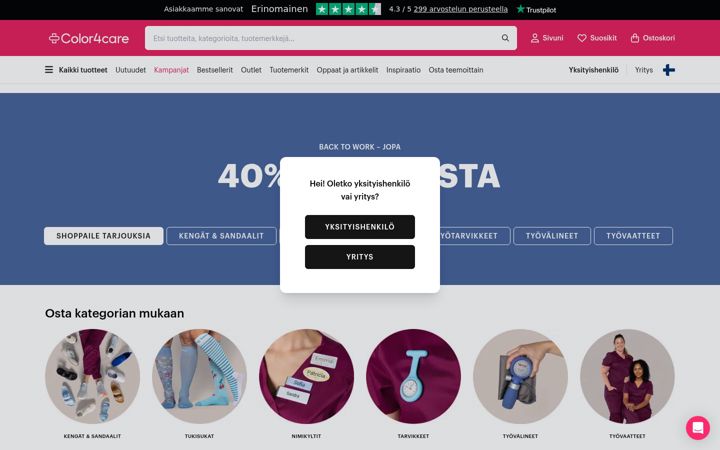 Skærmbillede af color4care.fi