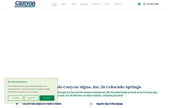 Screenshot of coloradocanyonsigns.com