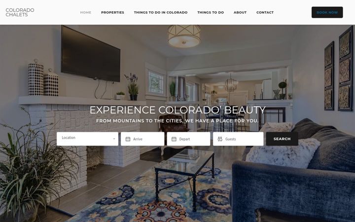 Screenshot of coloradochalets.com