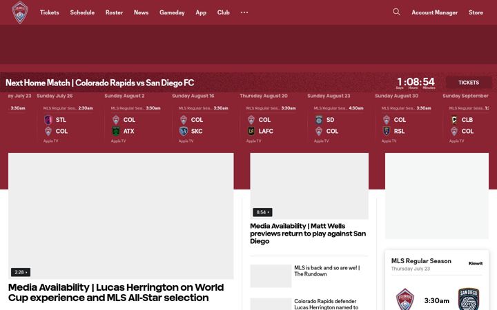 Screenshot του coloradorapids.com