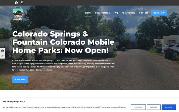 Screenshot of coloradospringsmhparks.com