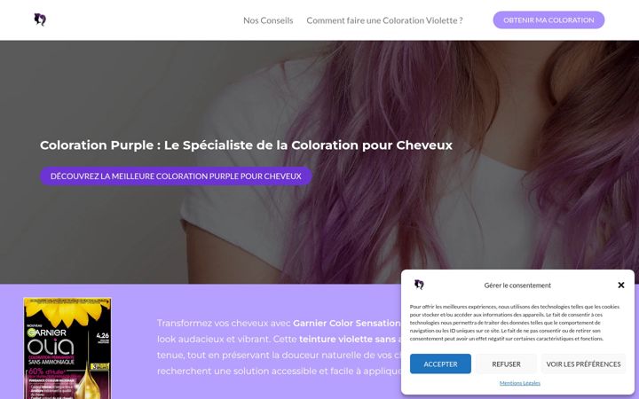 Screenshot of coloration-purple.fr