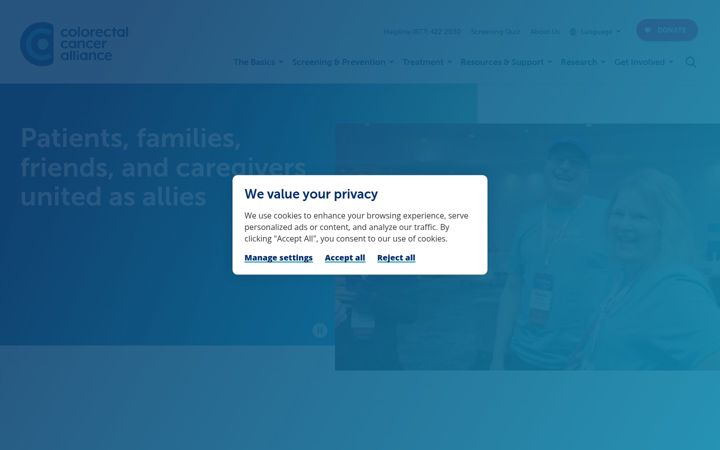 Ekrano kopija colorectalcancer.org
