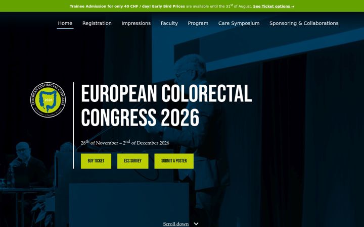 Kuvakaappaus sivustosta colorectalsurgery.eu