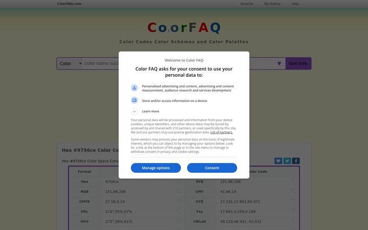 Screenshot of colorfaq.com