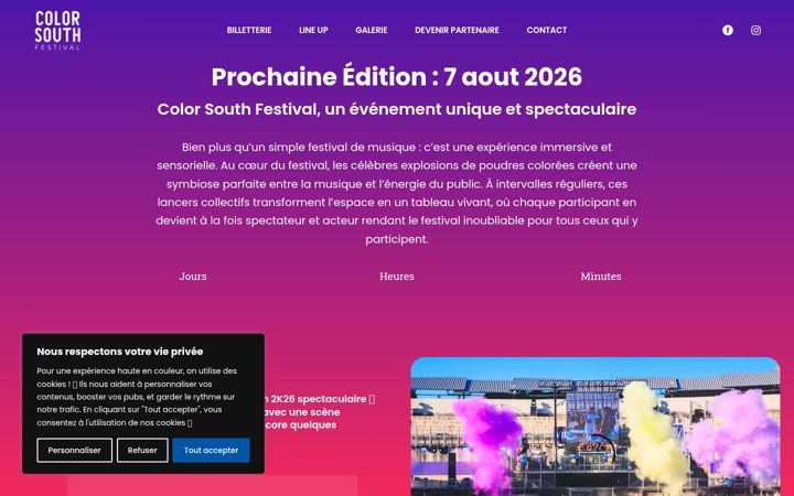 Screenshot stránky colorfestival.fr