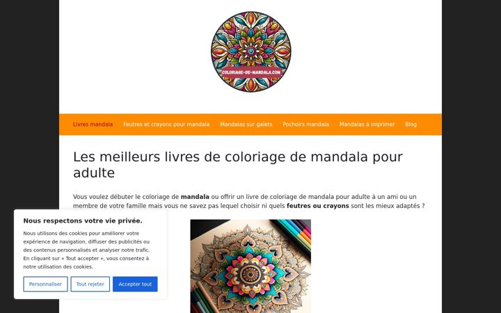 Screenshot of coloriage-de-mandala.com