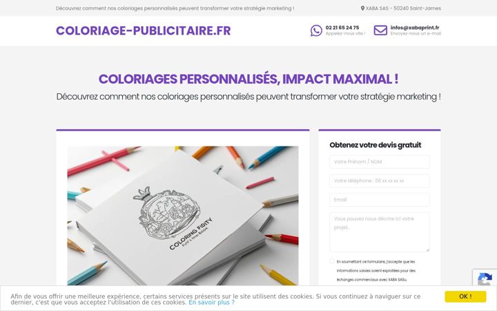 Screenshot stránky coloriage-publicitaire.fr