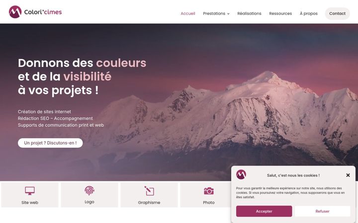 Screenshot stránky coloricimes.fr