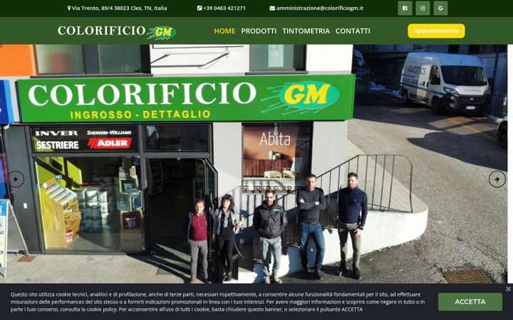 Skärmbild av colorificiogmtrento.it