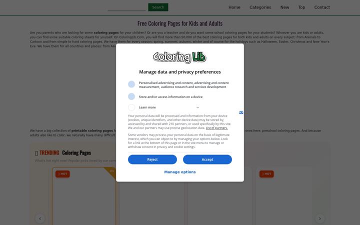 Screenshot of coloringlib.com