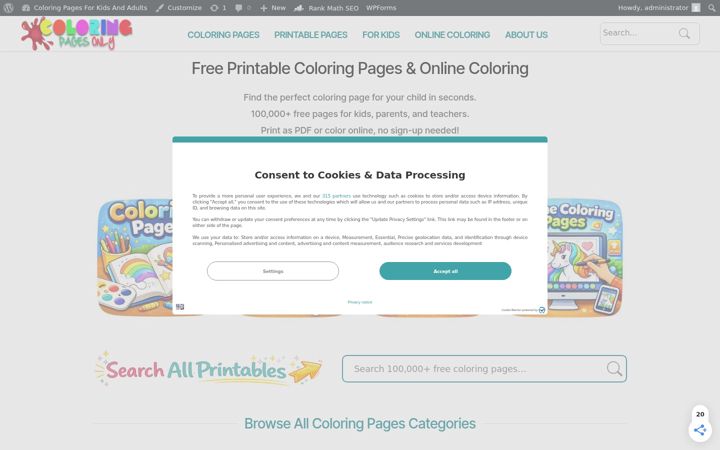 Screenshot of coloringpagesonly.com