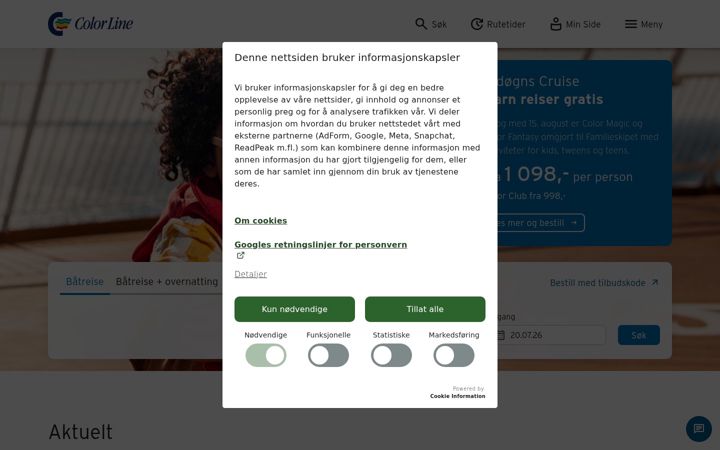 Screenshot of colorline.no