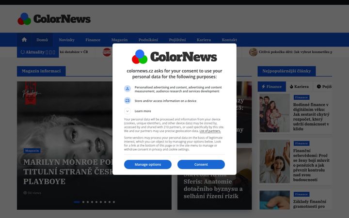 Skjermbilde av colornews.cz