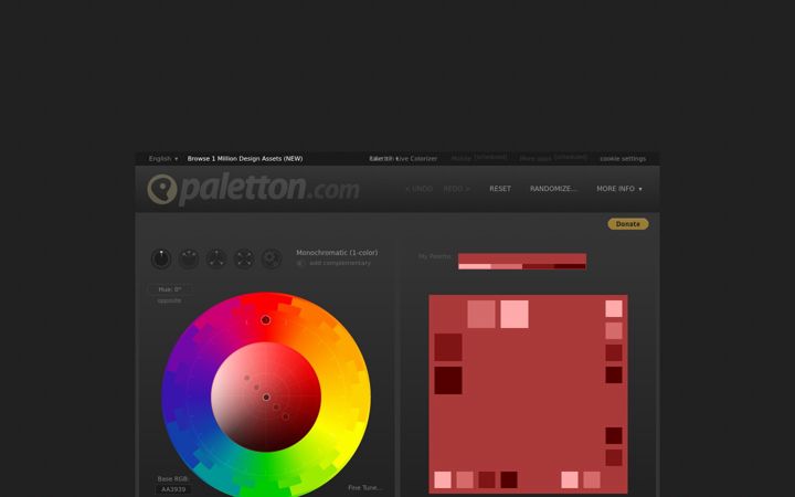 Screenshot of colorschemedesigner.com