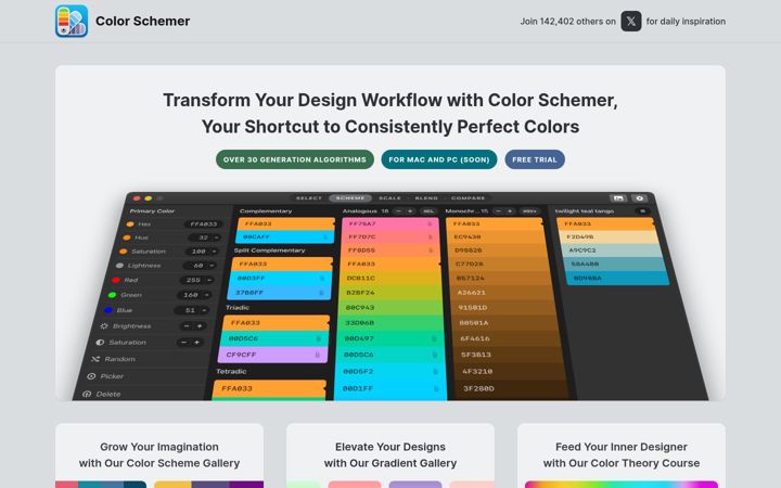 Screenshot of colorschemer.com
