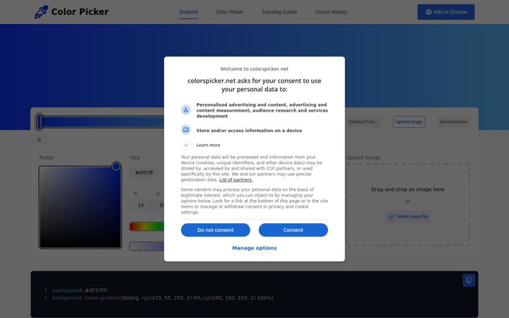 Screenshot of colorspicker.net