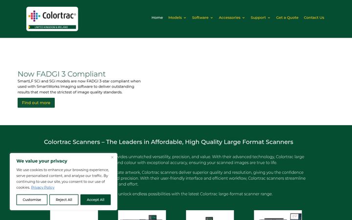 Screenshot of colortracscanners.co.uk