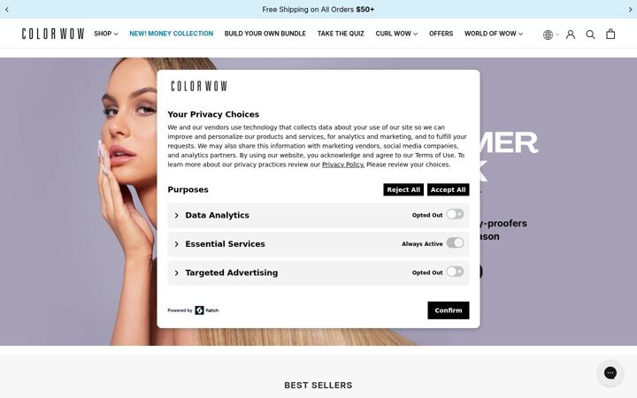 Screenshot of colorwowhair.com