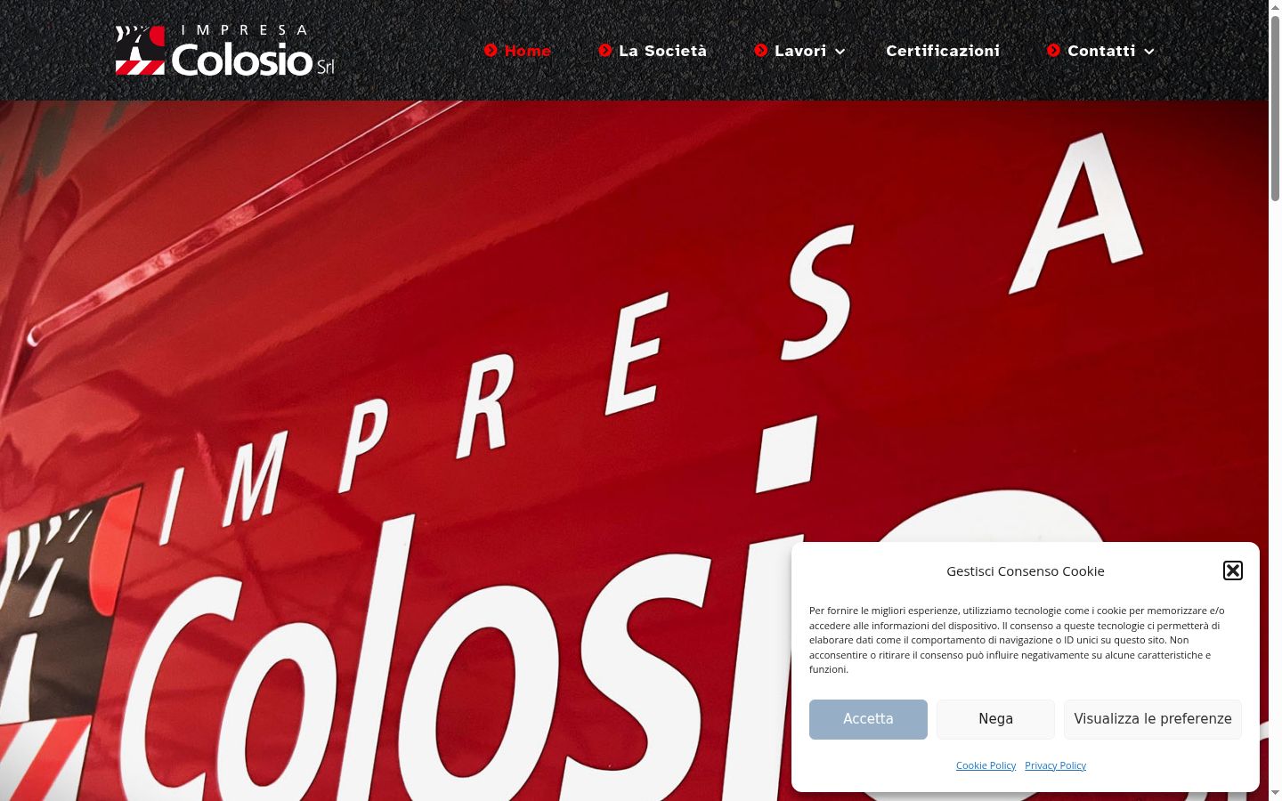 Screenshot del banner di consenso mostrato prima di qualsiasi interazione