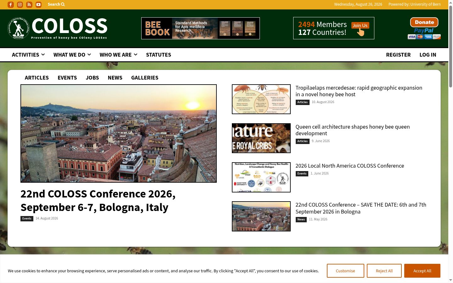 Screenshot del banner di consenso mostrato prima di qualsiasi interazione