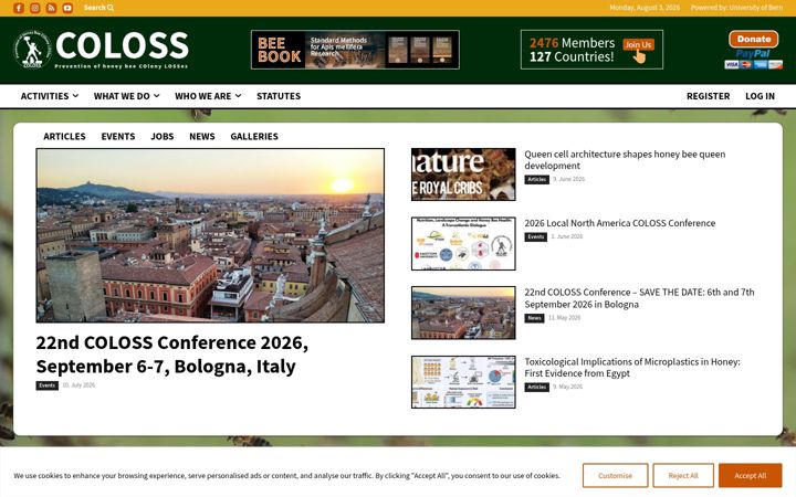 Screenshot of coloss.org