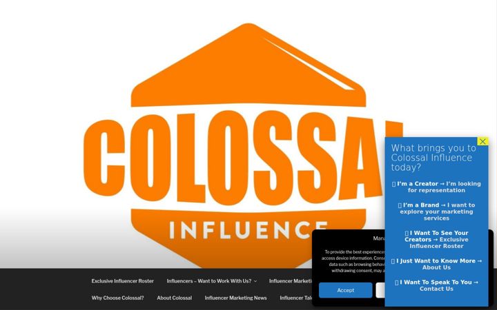 Screenshot of colossalinfluence.com