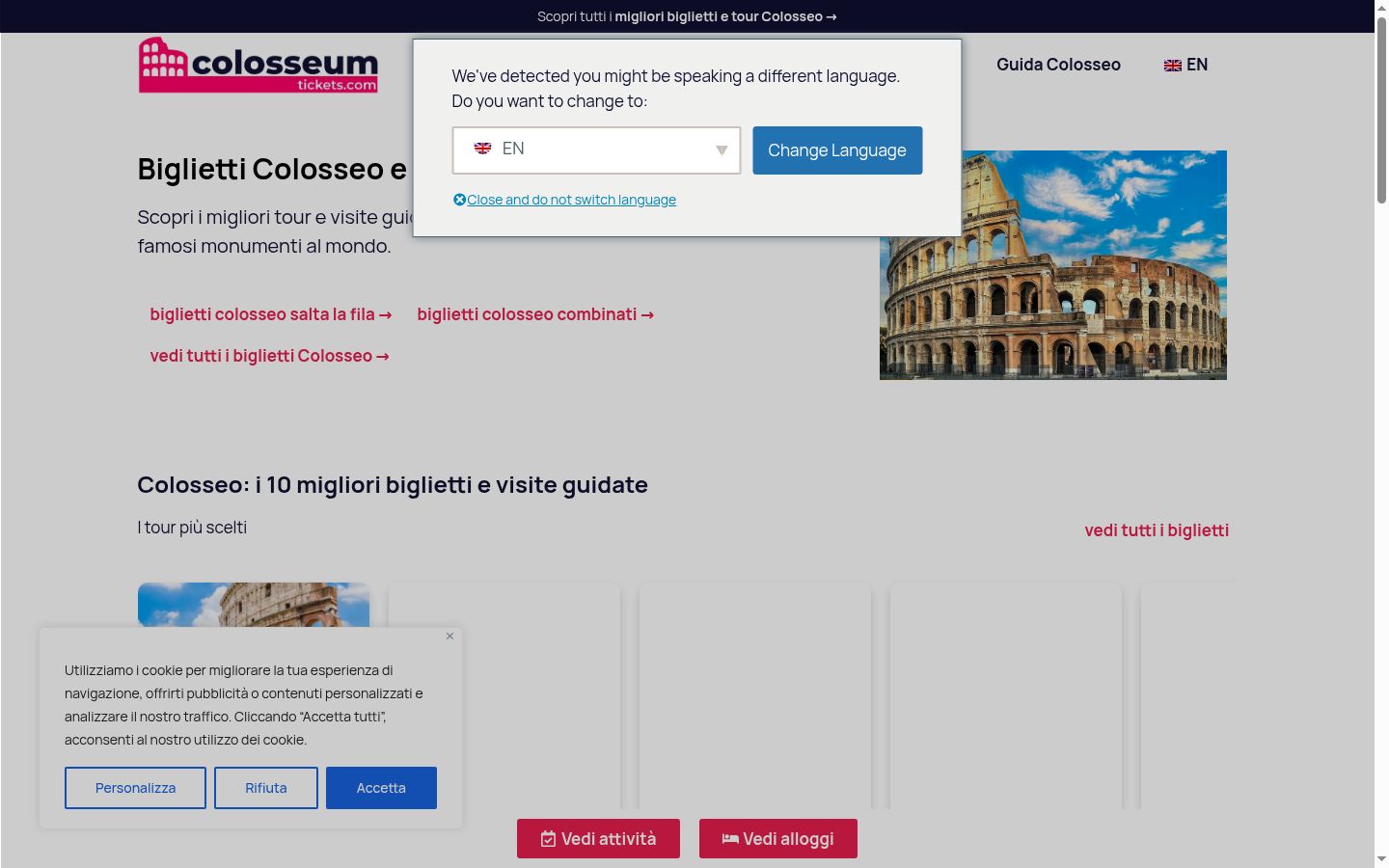 Screenshot des Einwilligungsbanners vor jeglicher Interaktion
