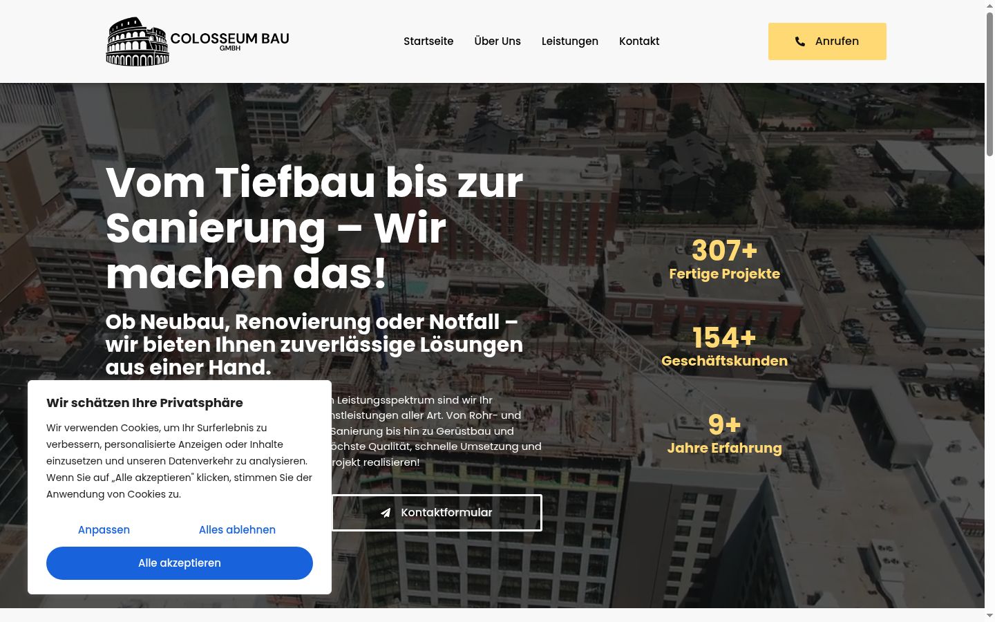 Screenshot del banner di consenso mostrato prima di qualsiasi interazione