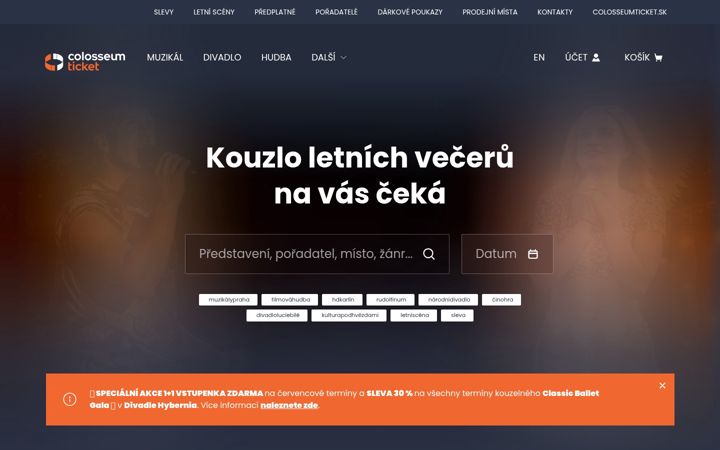 Zrzut ekranu colosseumticket.cz