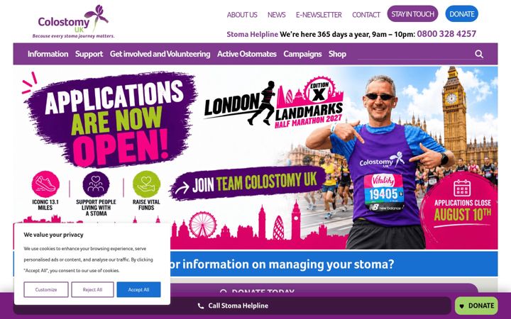 Screenshot of colostomyuk.org