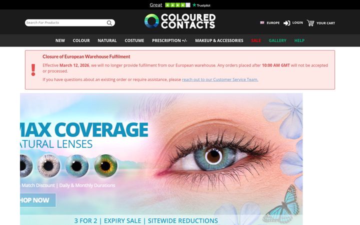 Screenshot of colouredcontacts.com