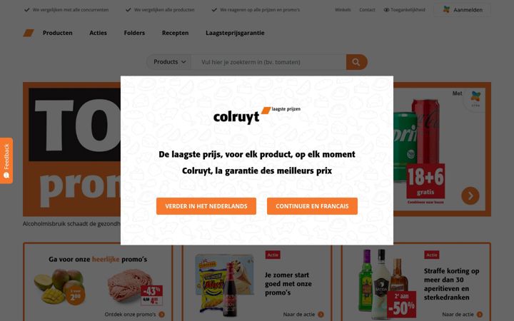 Posnetek zaslona colruyt.be