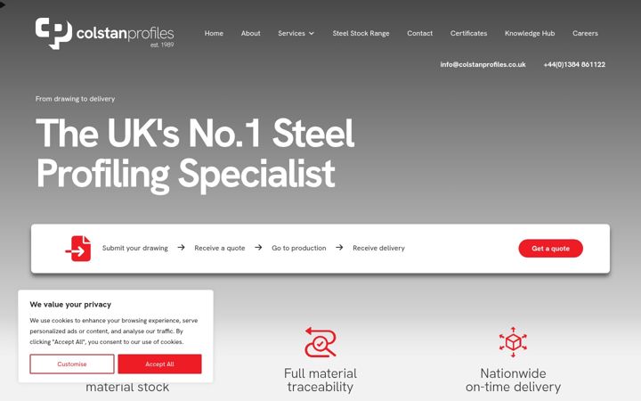 Screenshot of colstanprofiles.co.uk