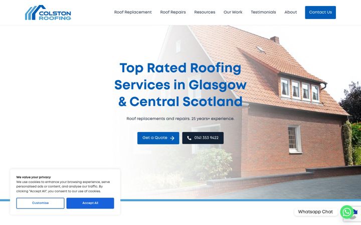 Screenshot of colstonroofing.com