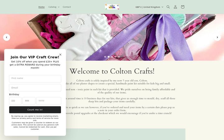 Screenshot of coltoncrafts.co.uk