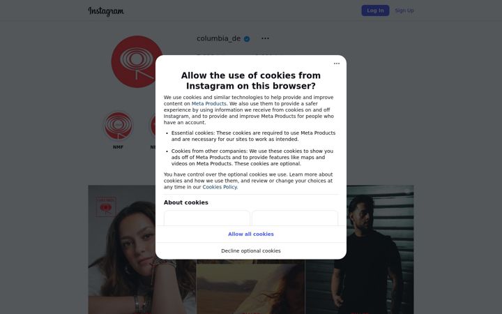 Screenshot of columbia.de