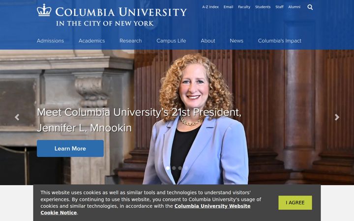Screenshot of columbia.edu