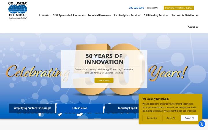 Screenshot of columbiachemical.com