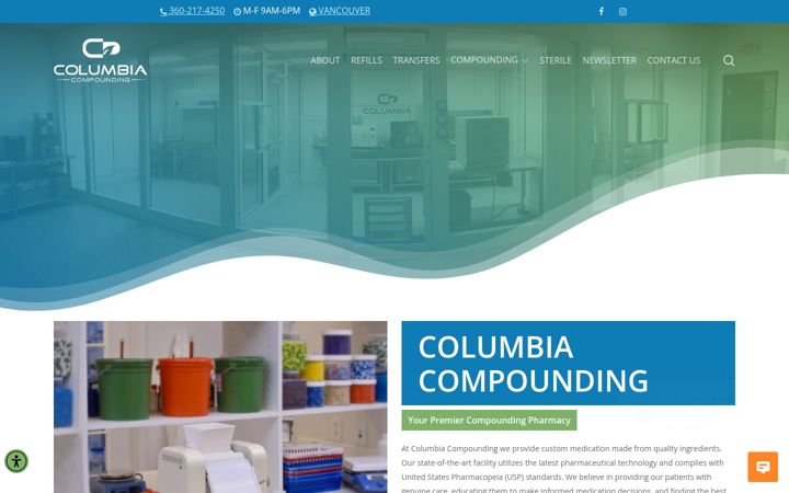 Screenshot of columbiacompounding.com