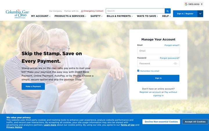 Screenshot of columbiagasohio.com